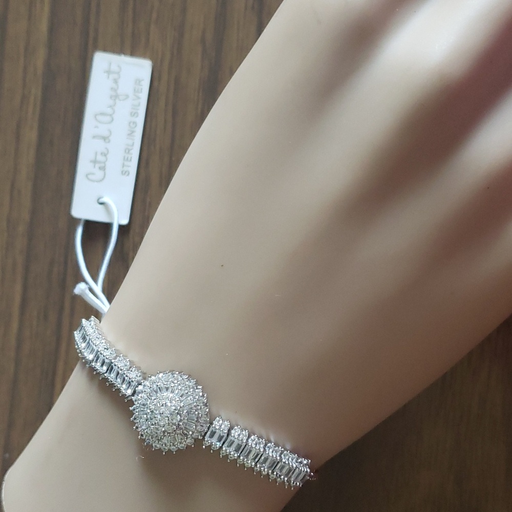 Cote d'argent sterling silver crystal cz lariat bracelet